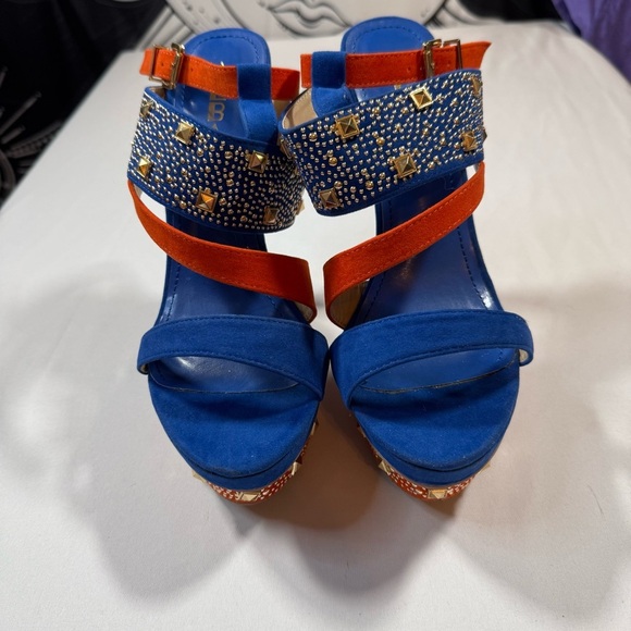 Alba Shoes - Alba Blue and Orange Studded Heels